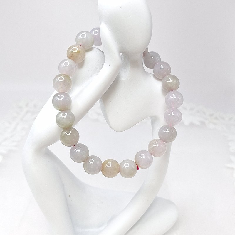 Ice Pink Violet Hand Beads | Natural Burmese Jade A Grade Jadeite - สร้อยข้อมือ - หยก 