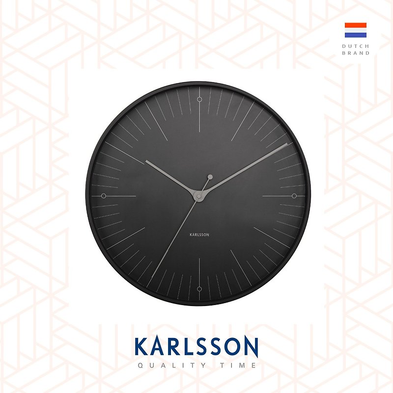 荷蘭Karlsson wall clock 40cm Index black 黑色Index設計師掛鐘 - 時鐘/鬧鐘 - 其他金屬 黑色