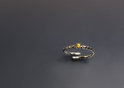 Maple jewelry design 小品系列-細鍊黃寶石925銀開口戒