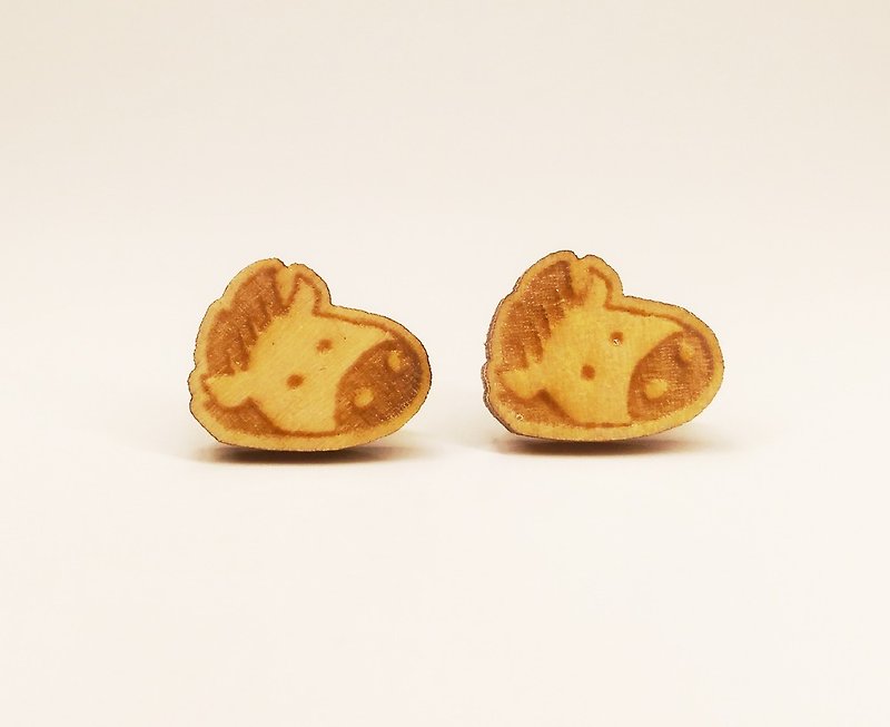 [Pony] Plain Colored Wooden Earrings - ต่างหู - ไม้ 