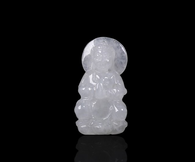 いま人気のアイテム 氷のようなホワイト翡翠の観音菩薩ネックレス |天然ビルマ翡翠 A アクセサリー