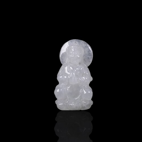 瓔珞翡翠 冰種白翡翡翠觀音菩薩項鍊 | 天然緬甸玉翡翠A貨 | 送禮