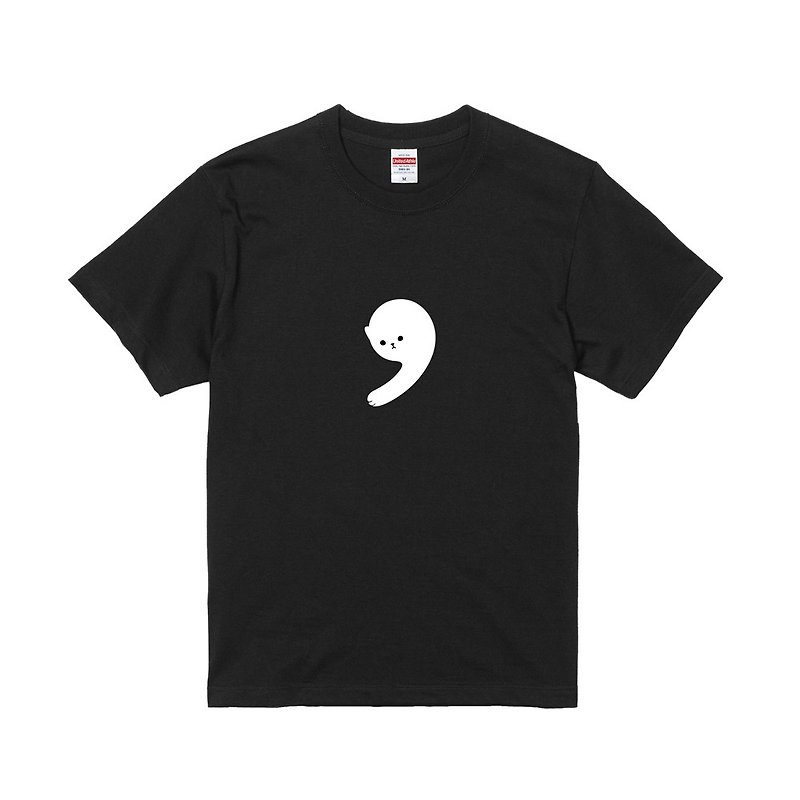 Cat in marks T-shirt – Comma - เสื้อฮู้ด - ผ้าฝ้าย/ผ้าลินิน สีดำ