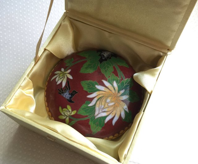 Early Collection - 七宝焼き 七宝焼き エナメルレッド花鳥粉箱 宝石箱 0031 - ショップ vintage-box その他 -  Pinkoi