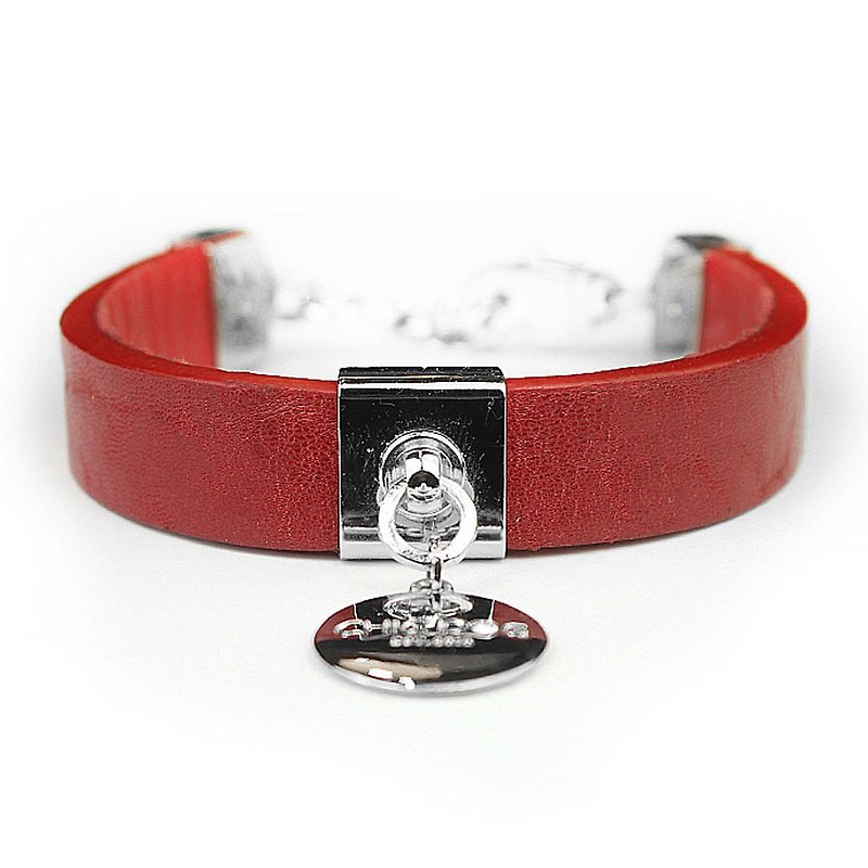 [Limited] dual-use - royal saddle leather - crimson leather collar (send lettering) - ปลอกคอ - หนังแท้ สีแดง