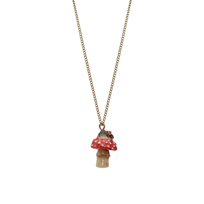 And Mary Tiny Mouse  &amp; Toadstool Necklace | 18&quot;/22&quot; | Gift box