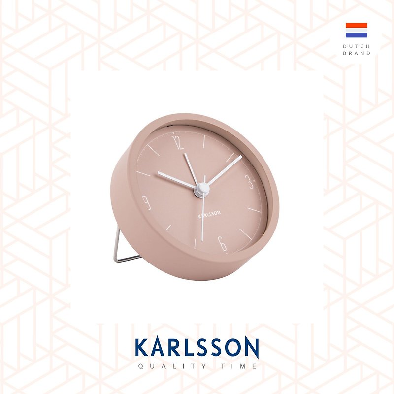 荷蘭Karlsson, Alarm clock Numbers & Lines matt faded pink - 時鐘/鬧鐘 - 其他金屬 粉紅色