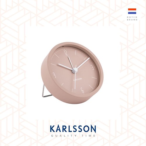 Ur Lifestyle 荷蘭Karlsson, Alarm clock Numbers & Lines matt faded pink