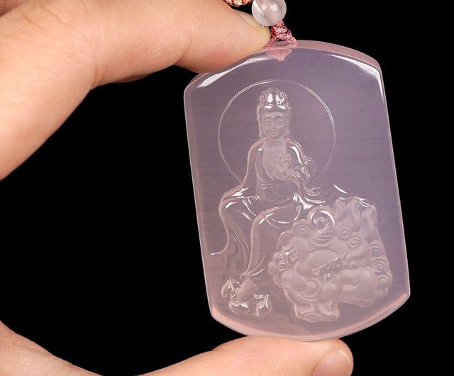 Zhengjia Jewelry] ローズクォーツ トップ アイスローズクォーツ 文殊