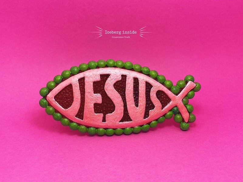 耶穌魚 Jesus fish / 擺件 / 青豆粉色 - 擺飾/家飾品 - 樹脂 綠色