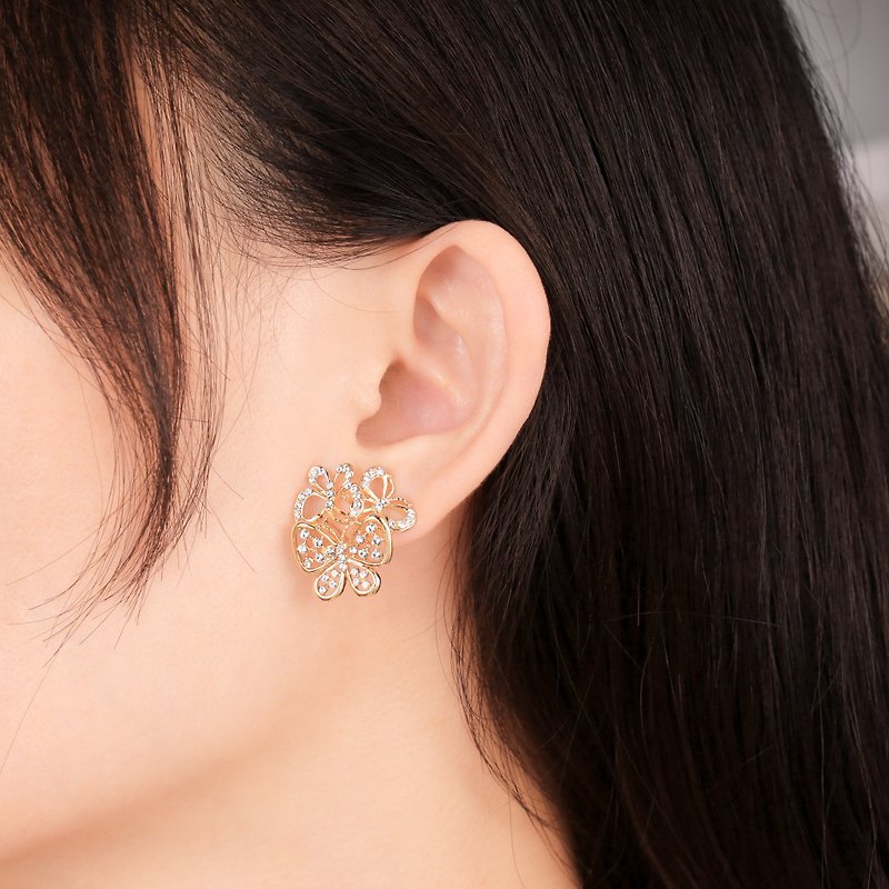 Les Papillons butterfly earrings memory series - ต่างหู - ทองแดงทองเหลือง สีทอง