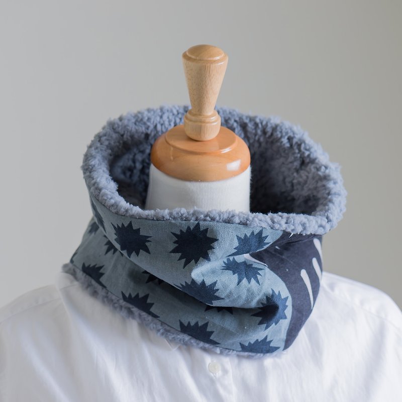 野生の##の＃寒い＃スカーフの周りの首と首暖かいジャケット -  [挑発]は名前を考えることはできません - スカーフ - コットン・麻 ブルー