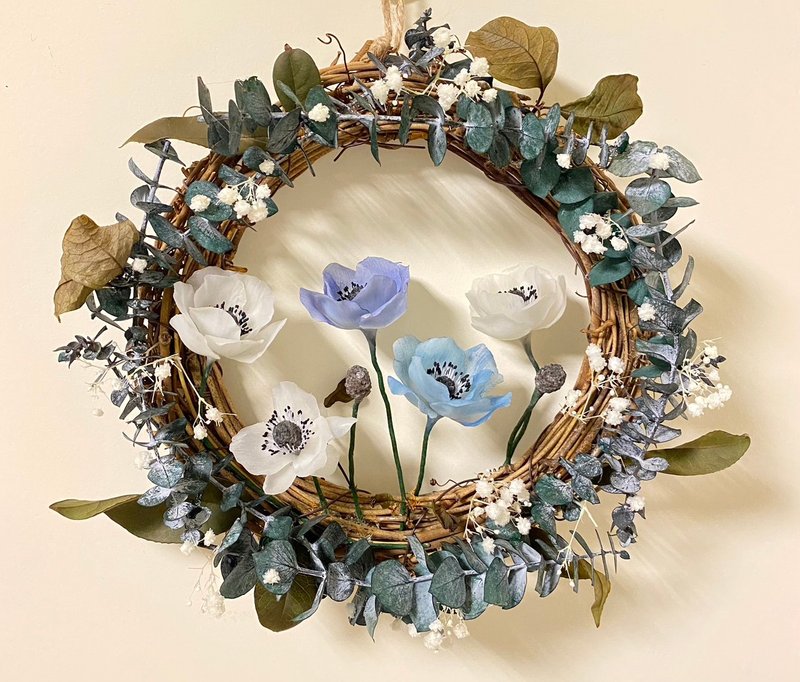 Handmade Beeswax Wreath - Icelandic Poppies - ของวางตกแต่ง - ขี้ผึ้ง 