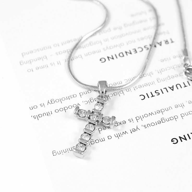 The Faith / gorgeous faith necklace Swarovski crystal - Necklaces - Crystal Silver