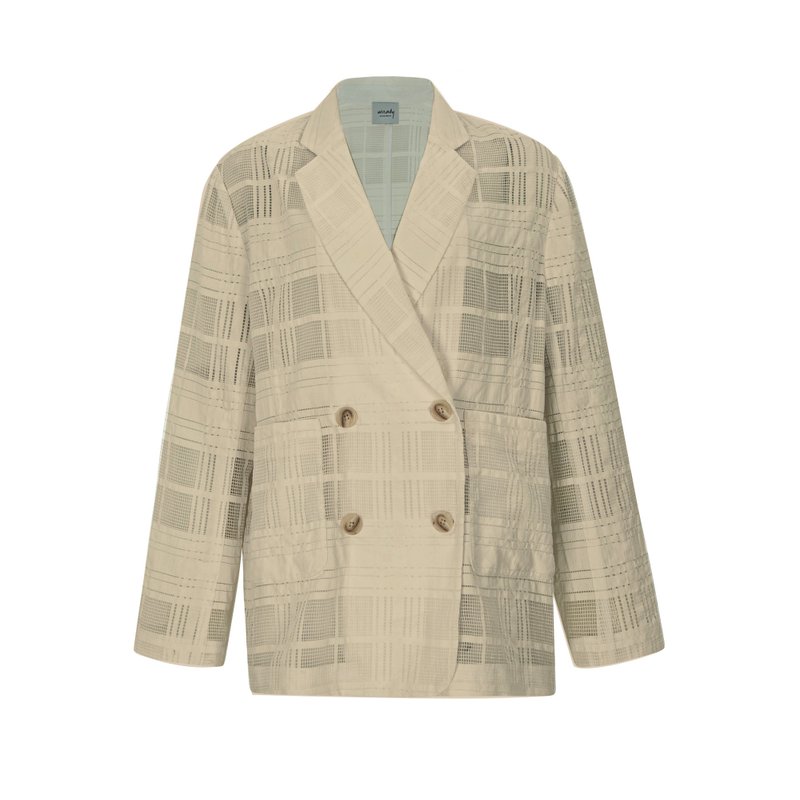 See-through Check Jacket/ Nude - Women's Blazers & Trench Coats - Other Man-Made Fibers Khaki