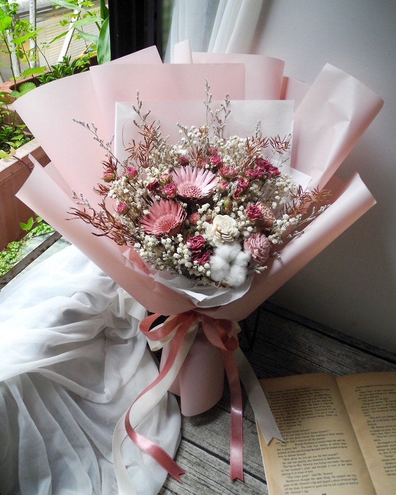Large bouquet of dry roses - ช่อดอกไม้แห้ง - พืช/ดอกไม้ สึชมพู