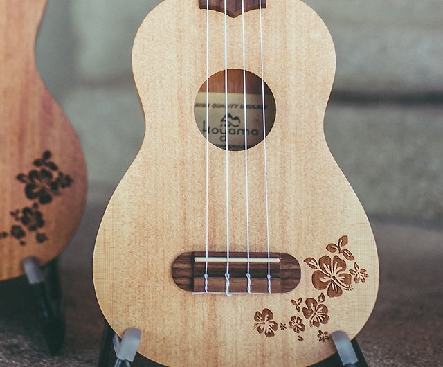 KF13-SS 21インチ ウクレレ スプルース単板 ハイビスカスフラワーカービングシリーズ ソリッドソプラノ - ショップ  koyama-ukuleles ギター・楽器 - Pinkoi