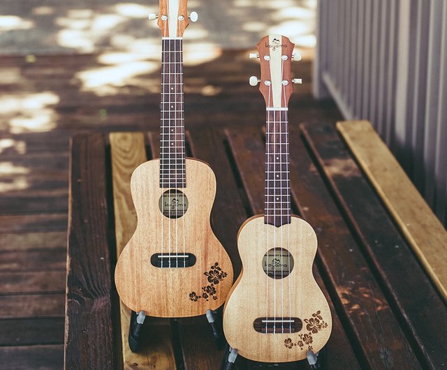 KF13-SS 21インチ ウクレレ スプルース単板 ハイビスカスフラワーカービングシリーズ ソリッドソプラノ - ショップ  koyama-ukuleles ギター・楽器 - Pinkoi