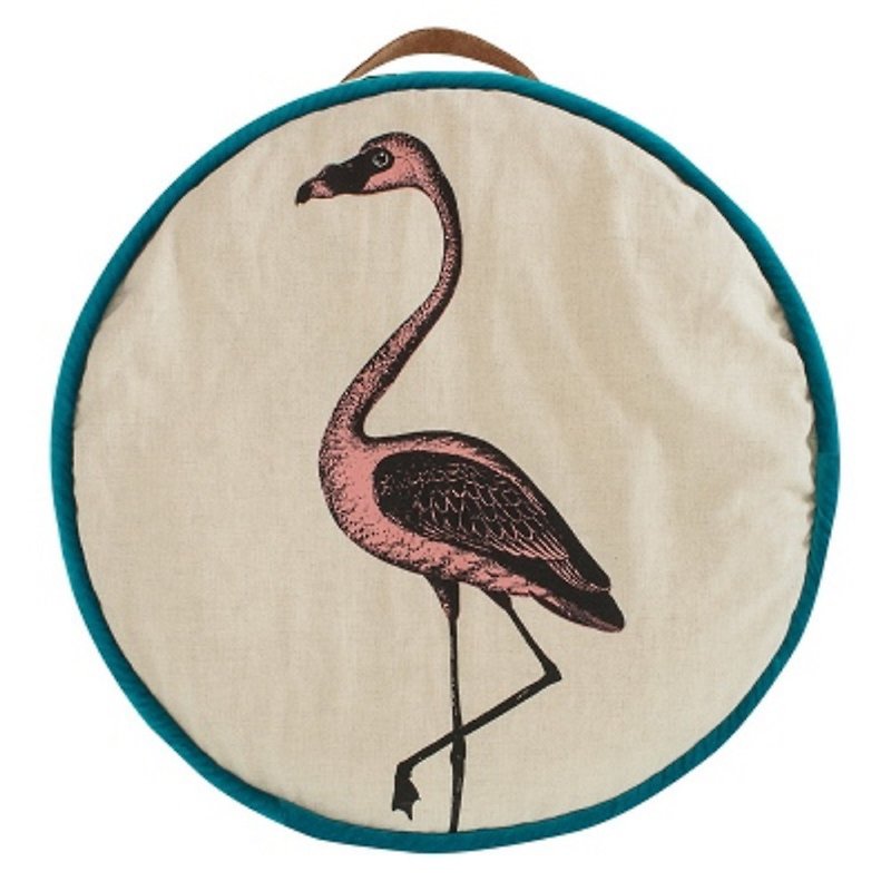 GINGER │ Danish and Thai design-realistic animal wood wool round cushion-flamingo - Other Furniture - Cotton & Hemp 