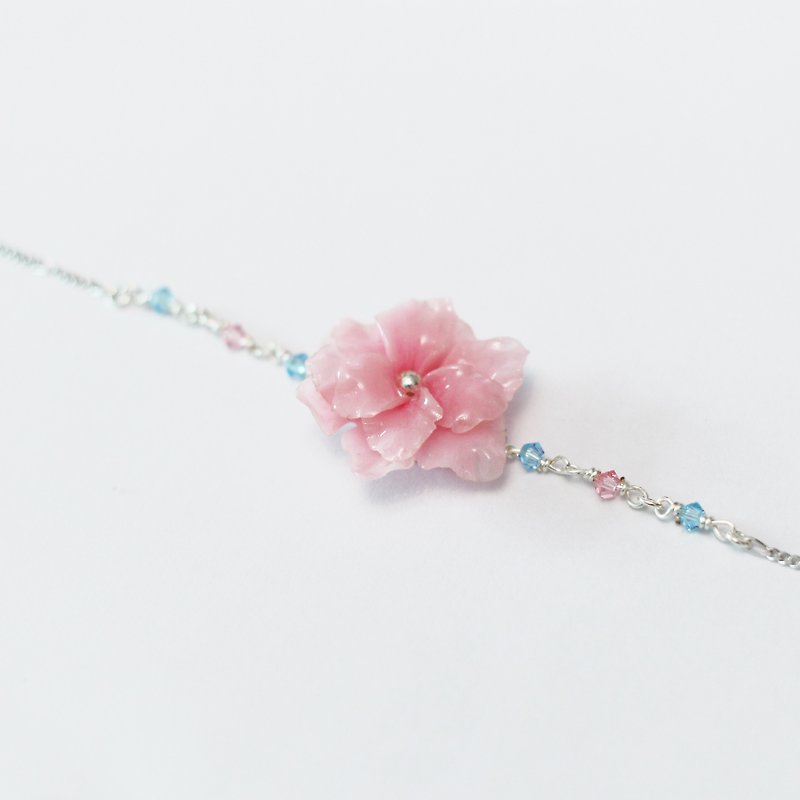 Pamycarie spring and summer resin clay pink 925 sterling silver bracelet - Bracelets - Clay Pink