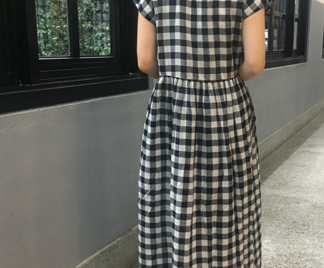 checked long dress