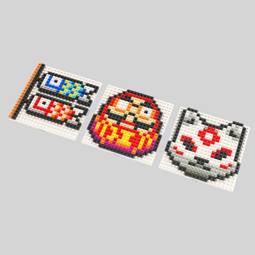 Archbrick Archbrick 日本傳統(鯉魚旗/達摩/狐仙面具)點陣拼圖微積木擺設