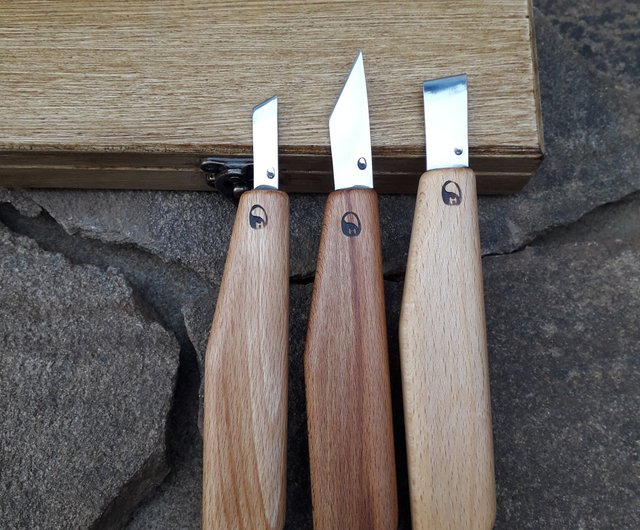 Forged Knives Set 3pcs. Chip Carving Knife. Wood Carving 