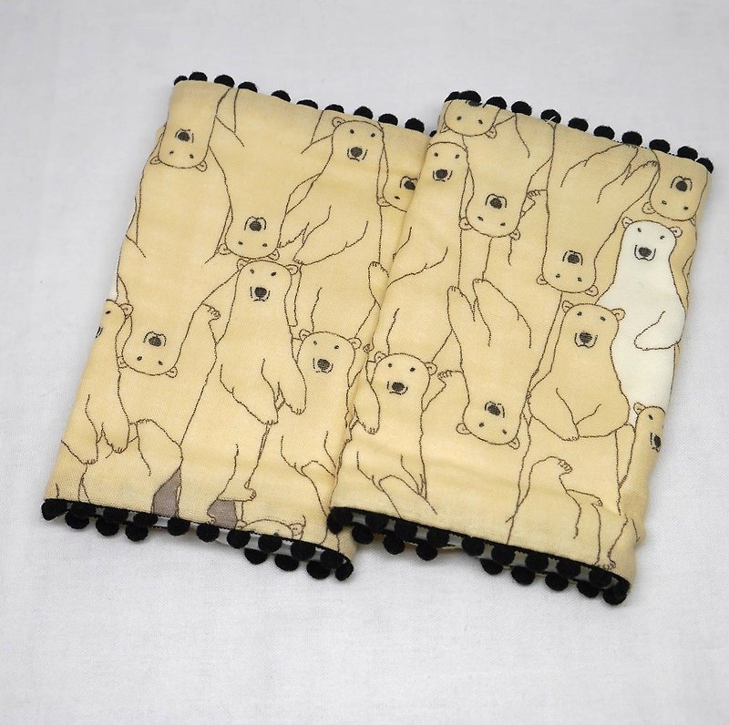 Japanese Handmade 8-layer-gauze droop sucking pads - 圍兜/口水巾 - 棉．麻 卡其色