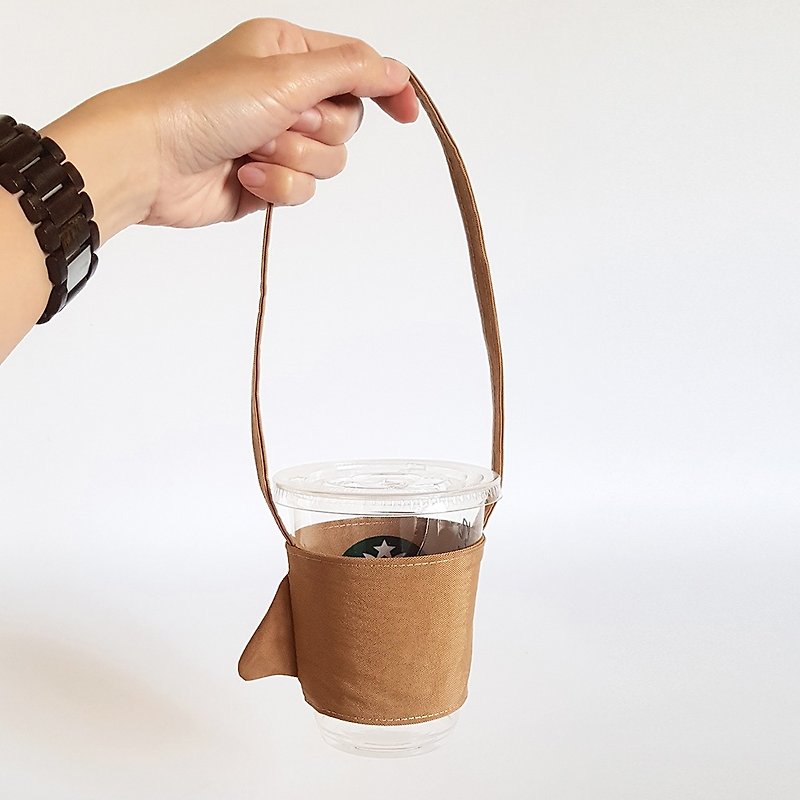 Your face, my face, eco-friendly beverage cup bag/good nose - Beverage Holders & Bags - Cotton & Hemp Khaki