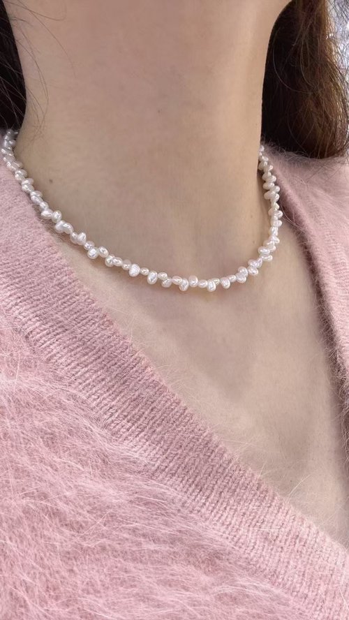 YuanPearl園珍手作 YuanPearl天然巴洛克單戴或三層疊戴珍珠項鍊keshi珍珠
