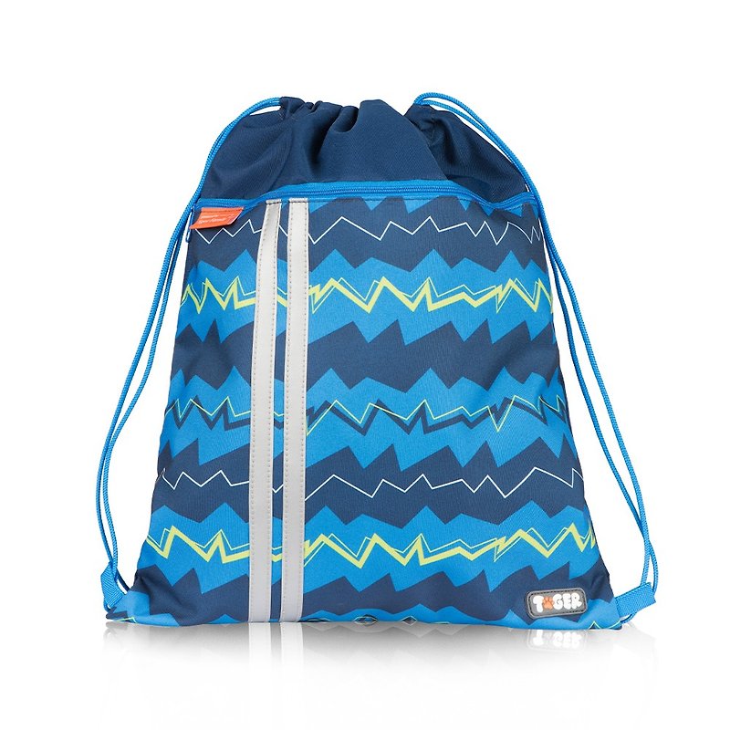Tiger Family輕巧束口袋-藍色條紋 - 水桶袋/索繩袋 - 防水材質 藍色