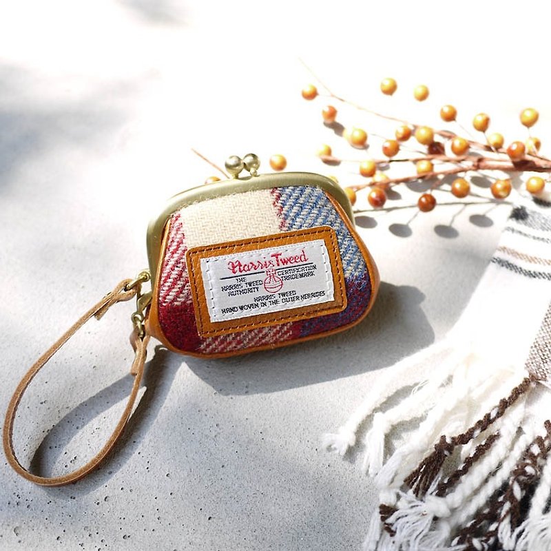 HARRIS TWEED Scottish wool beads change/hand bag Made in Japan by FOLNA - Wallets - Wool 