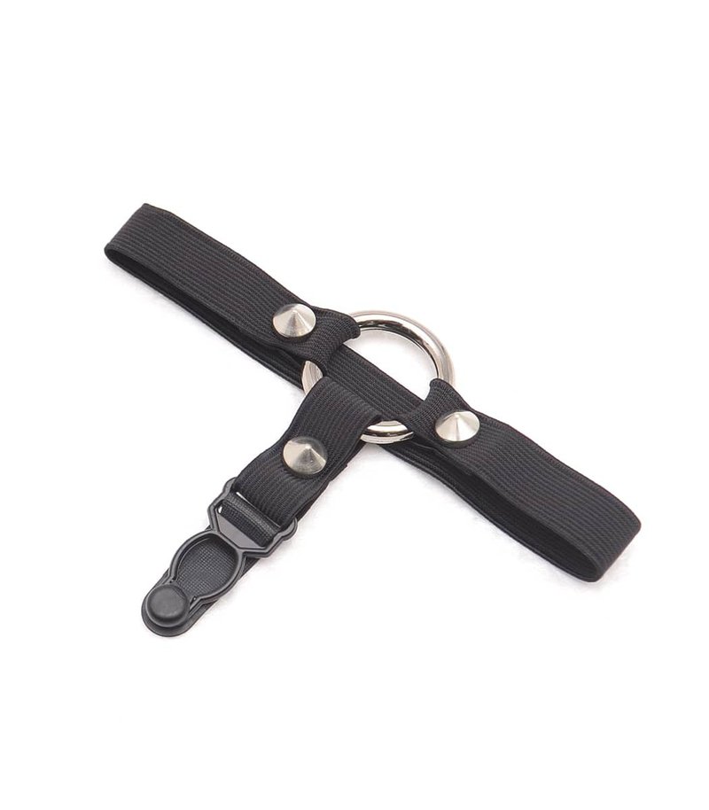 Ring sock garter/black/white/F size/hellcatpunks/hcp-ac-0180 - อื่นๆ - ยาง สีดำ