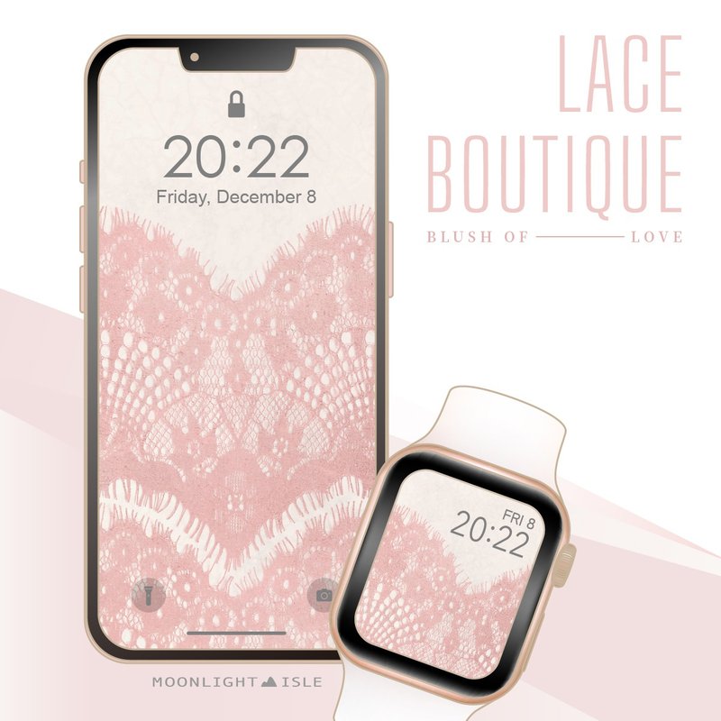 Lace Boutique |象牙白浪漫古典蕾絲花邊手機+錶面桌布組| 數位 - 電腦手機桌布/貼圖/App 圖示 - 其他材質 