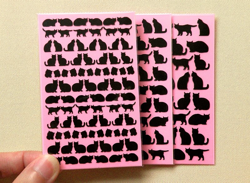 Cat Stickers (2 or 3 Pieces Set) - Stickers - Waterproof Material Black