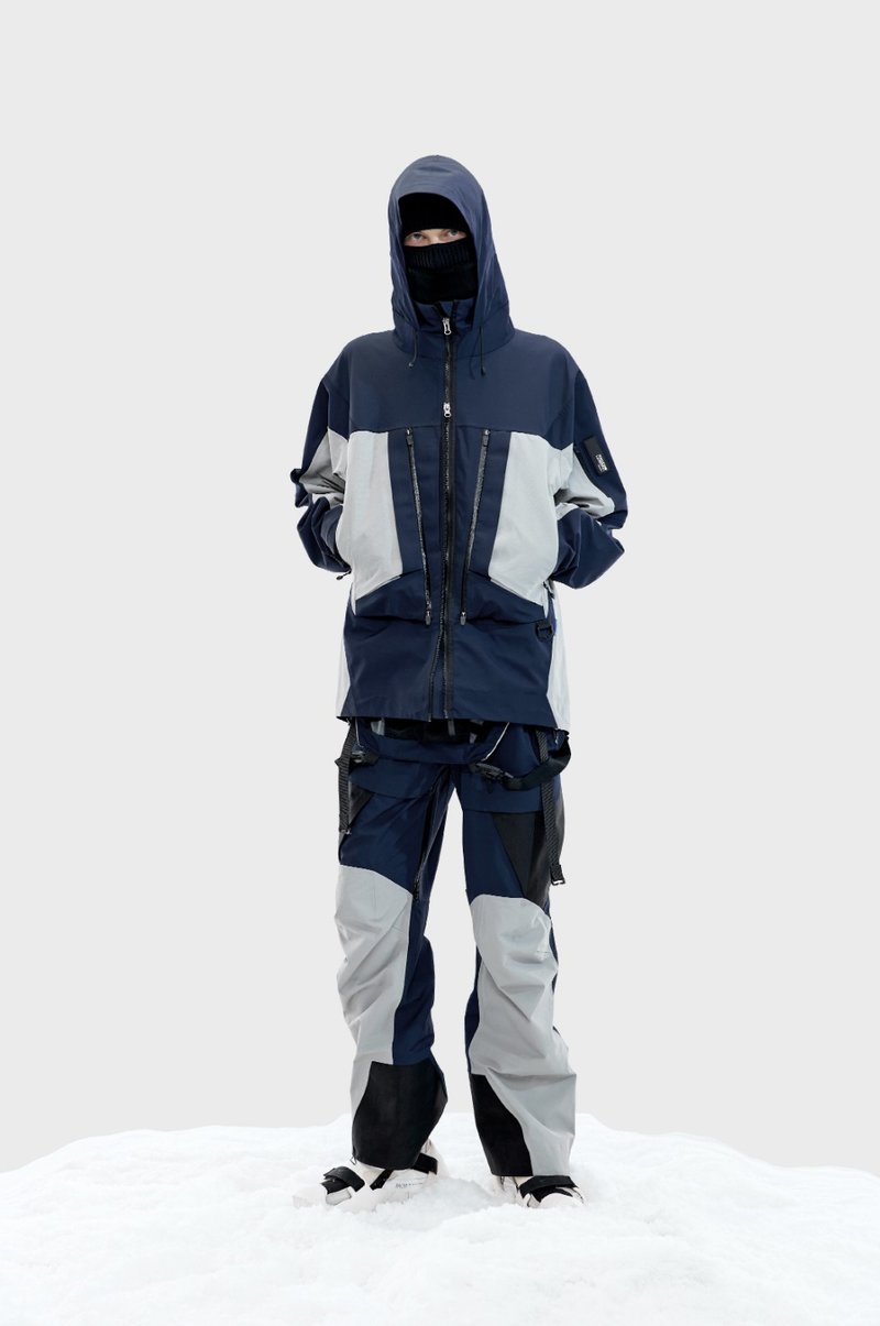 全天候防風 雪水硬殼 機能 滑雪服 沖鋒衣 - 男夾克/外套 - 聚酯纖維 黑色