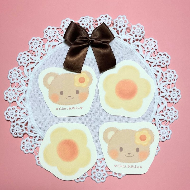 メッセージカード -くまのチャイとお花クッキー- - 卡片/明信片 - 紙 