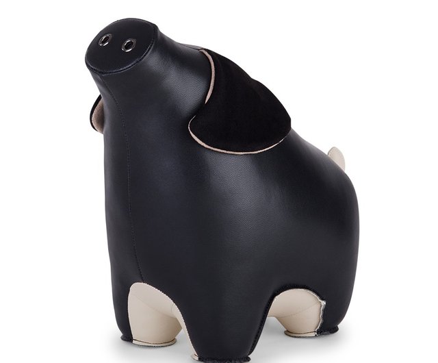 ドアストッパー] 豚 Diya レザー アニマル オーナメント (ブラック