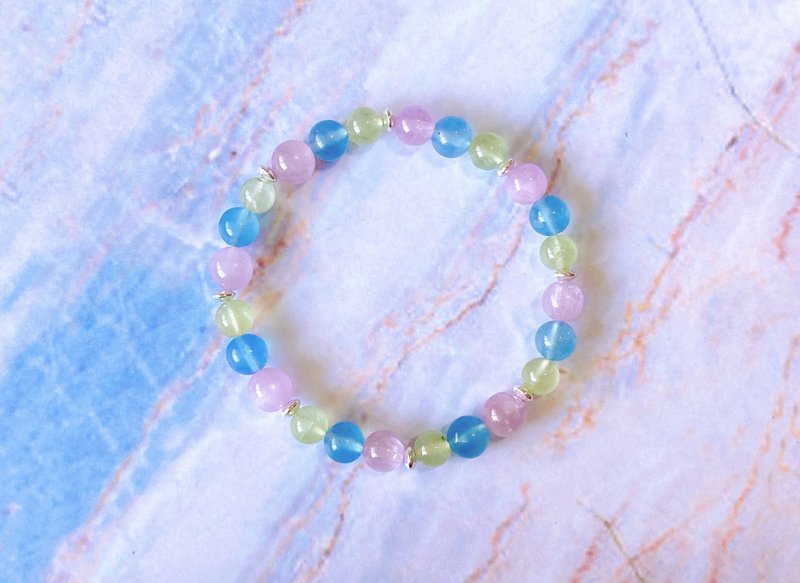 【Hydrangea Bush】Purple Spodum Aquamarine Stone Sterling Silver Bracelet - สร้อยข้อมือ - คริสตัล 