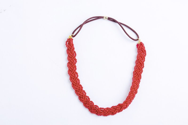 beads headband　matte red - Hair Accessories - Rubber Red