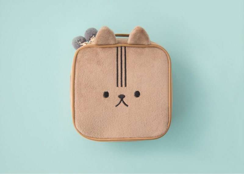 Bentoy x Plush Animals - Large Capacity Cosmetic Bag (Brown) - กระเป๋าเครื่องสำอาง - วัสดุอื่นๆ 