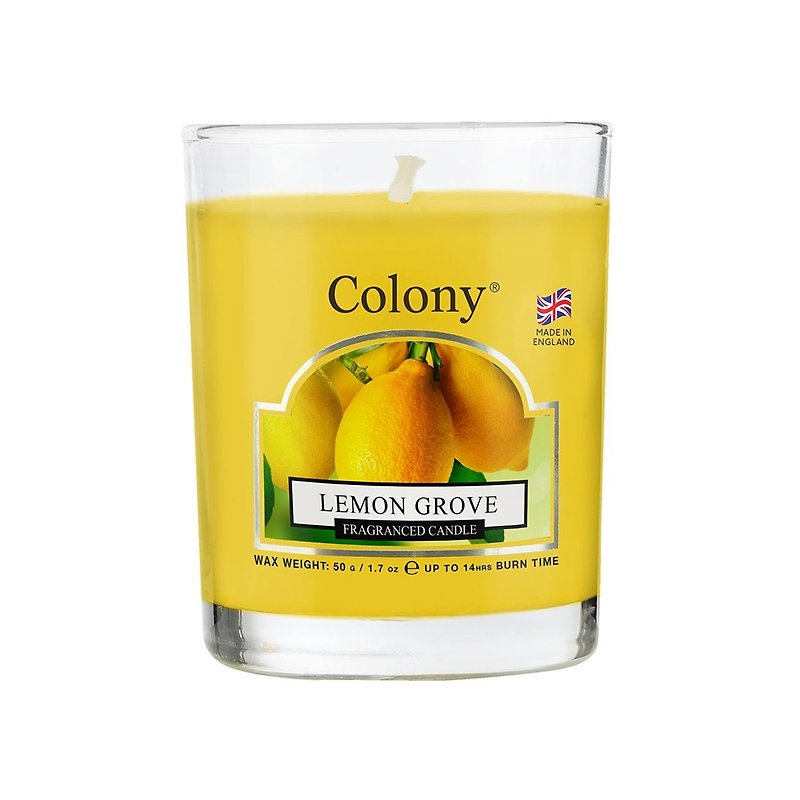 British Fragrance Colony Lemon Lemon Glass Candle - Candles & Candle Holders - Glass Yellow