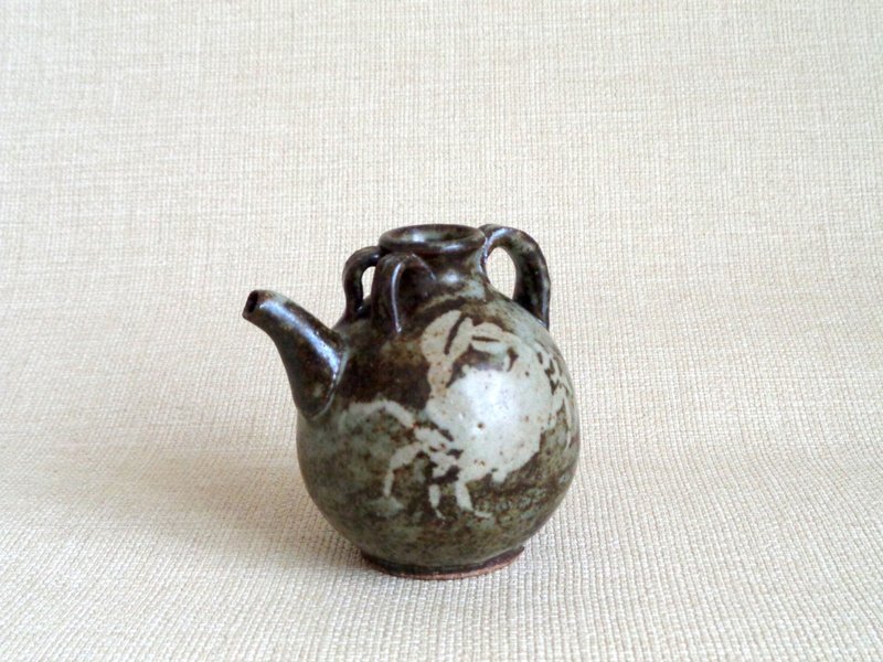 注器 抜絵 蟹紋 - 茶壺/茶杯/茶具 - 陶 黑色