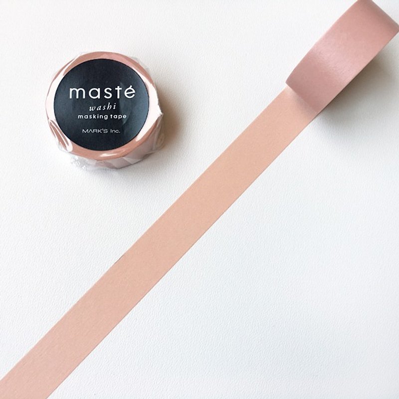 maste 和紙膠帶 Basic【無地素色-粉膚色 (MST-MKT180-PK)】 - 紙膠帶 - 紙 粉紅色