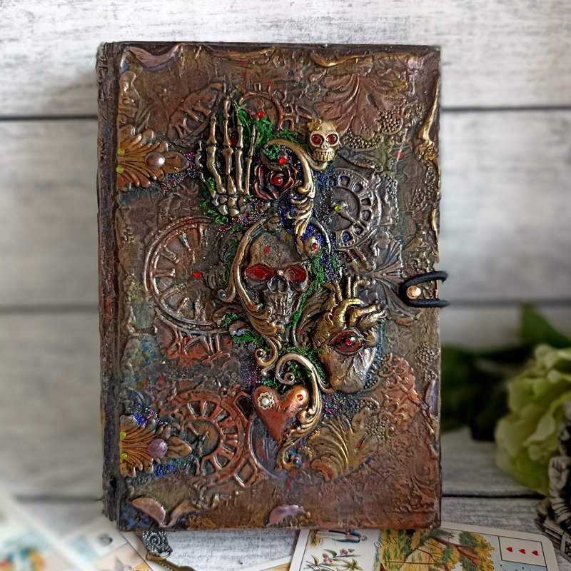 Gothic Notebooks, Book of spells, Grimoire journal, Halloween, Dark Art, Horror - Notebooks & Journals - Paper Black