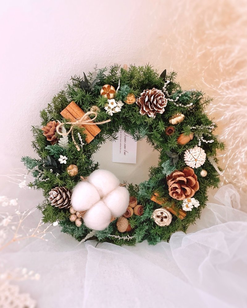 【Christmas Wreath】Natural plant feeling·Harvest season l Comes with gift box packaging Japanese immortal cedar - Dried Flowers & Bouquets - Plants & Flowers Green