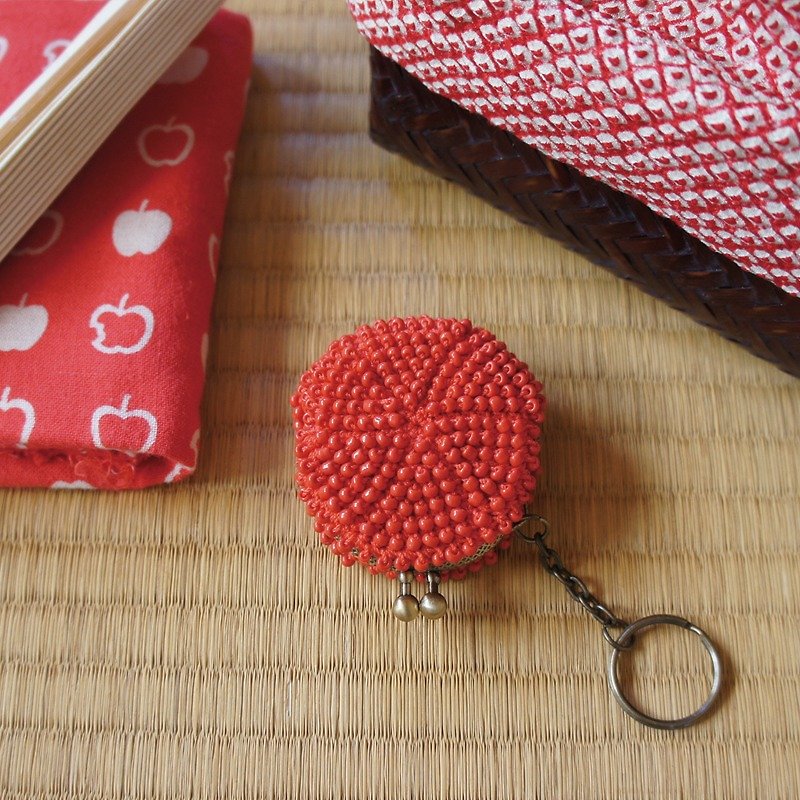 Ba-ba handmade Beads crochet mini-coinpurse  No.844 - 零錢包/小錢包 - 其他材質 紅色