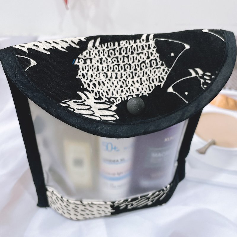 [Hazy beauty small bag] matte matte / transparent universal storage bag / medicine bag (pointy hedgehog) - Toiletry Bags & Pouches - Cotton & Hemp 