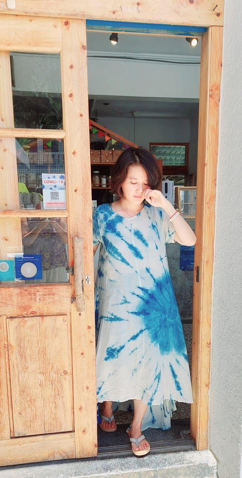 手染仙女風 自然手感超長傘狀洋裝 - 洋裝/連身裙 - 棉．麻 白色