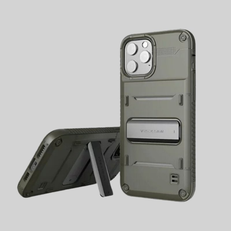 [Limited time 52% off] VRS | iPhone 12 Damda QuickStand phone case-Military Green - เคส/ซองมือถือ - โลหะ สีเขียว